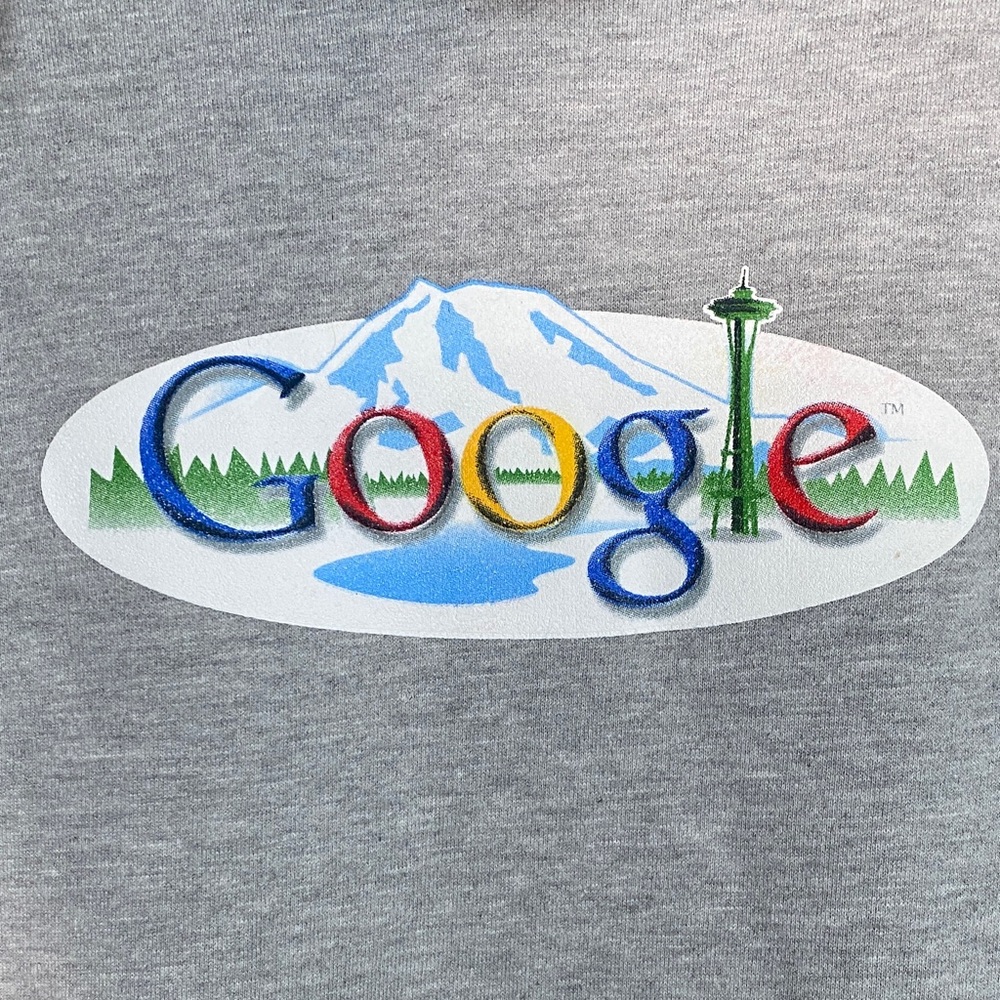 Google Logo Hoodie Men’s Large Gray Pullover Fleece Tech Company Sweatshirt - Picture 4 of 10